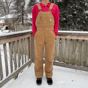 Women’s Carhartt Weathered Duck Unlined Wildwood Bib Overall in brown XS short